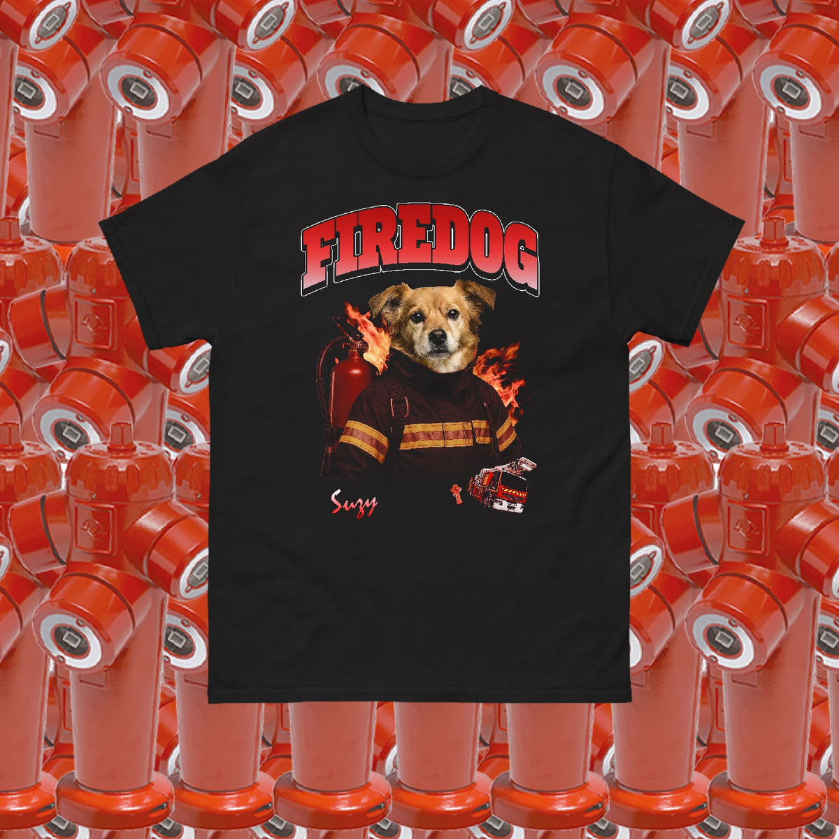 T-shirt personnalisé chien pompier